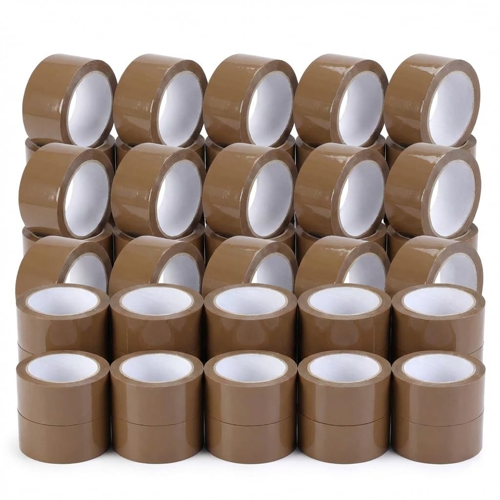Ruban Adhésif Marron 48 mm x 100 m 48 Microns Ruban d’Emballage Fort pour Cartons