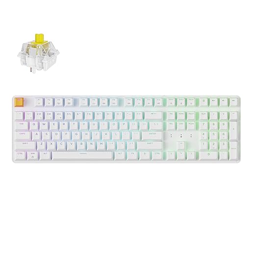 Keychron KJ5 Wireless Custom Mechanical Keyboard, 2.4 GHz Bluetooth QMK Full-Size Layout RGB, Hot-swappable Banana Switch Compatible with Mac Windows Linux, for Gaming Office - White
