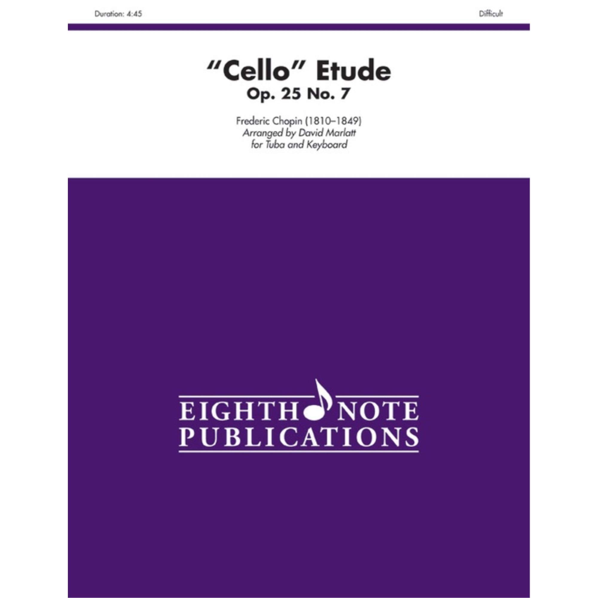 Cello Etude Op. 25 No. 7 Tuba Keyboard Partition musique classique avec parties