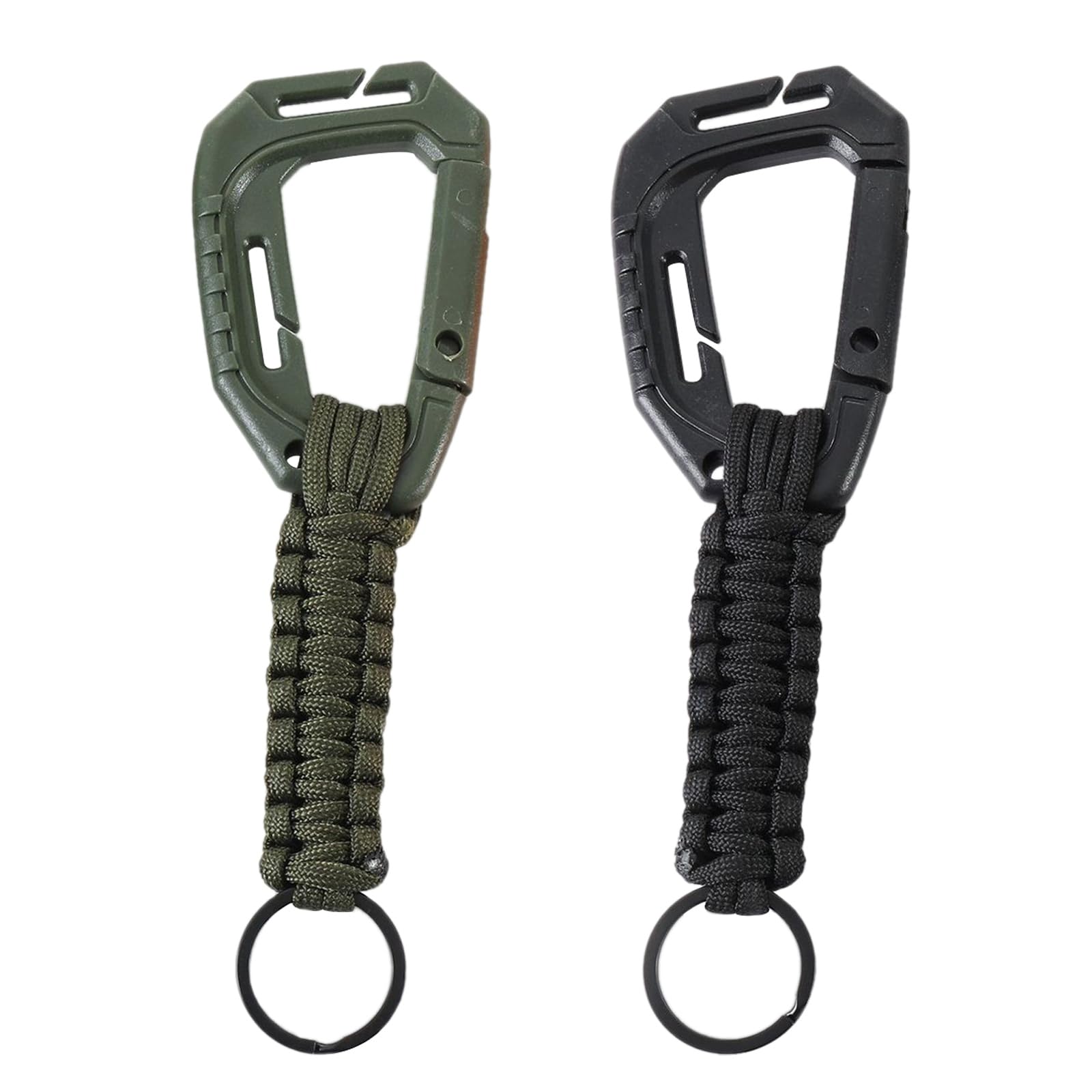 2 Pcs Paracord Keychains With Carabiner Heavy Duty Paracord Lanyard Clip Braided Lanyard Keyring Outdoor Tool Carabiner With Paracord Strap Camping Accessories Hiking Backpacking Survival Tool