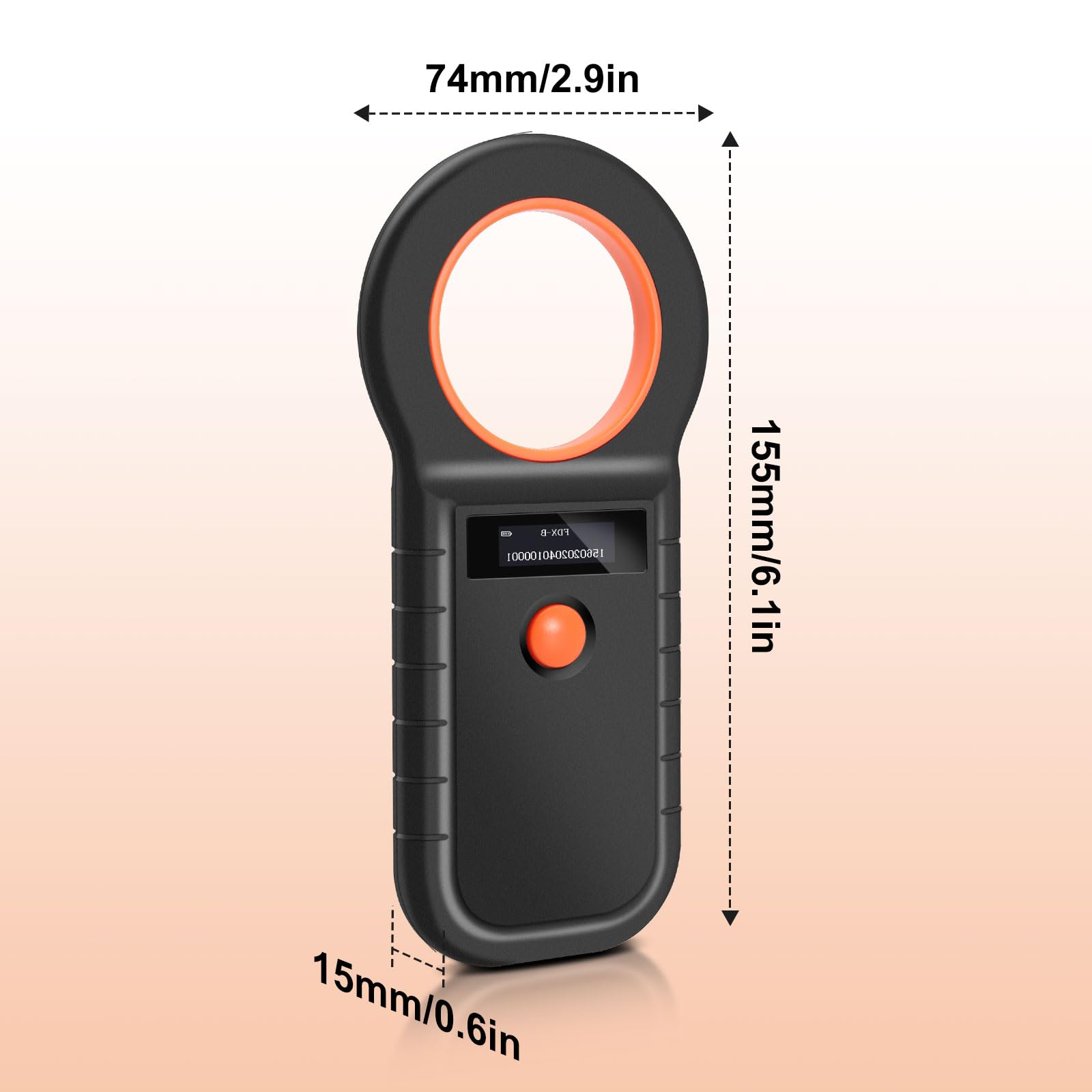 Lector Chip Mascotas OLED Lector, Lector Microchip Animales, EMID/FDX-B (ISO 11784/11785) Escáner Microchip Almacenamiento de Datos Lector Chip para Animal/Mascota/Perro/Gato