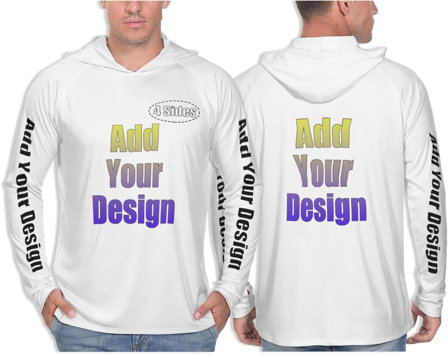 Custom Men's Sun Protection Hoodie - Personalized UPF 50+ Outdoor Long Sleeve Shirt for Hiking, Fishing & Swimming