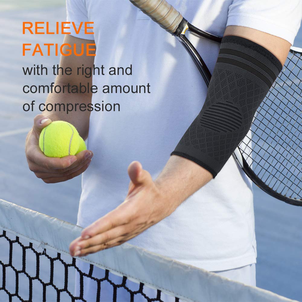 CAMBIVO 2 Pack Elbow Compression Sleeve, Tennis Elbow Brace for Men and Women, Elbow Support for Tendonitis, Arthritis, Weightlifting, Golf Pain Relief (Black,Medium) : Health & Household