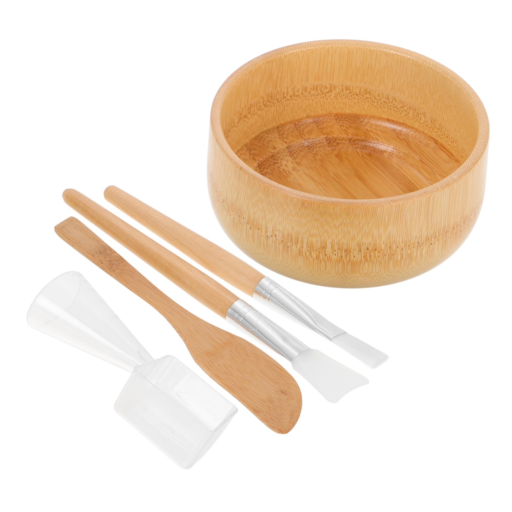 Healeved 5pc Diy Facial Mask Bowl Set Bamboo Spoon Brush -in- Tool Kit for Mixing Clay Masks