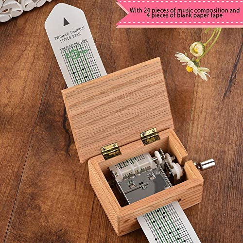 Nirmon 15 Tone DIY Hand-Cranked Music Box Wooden Box with Hole Puncher and 28 Pcs Paper Tapes Music Movements Box Paper… - Image 5
