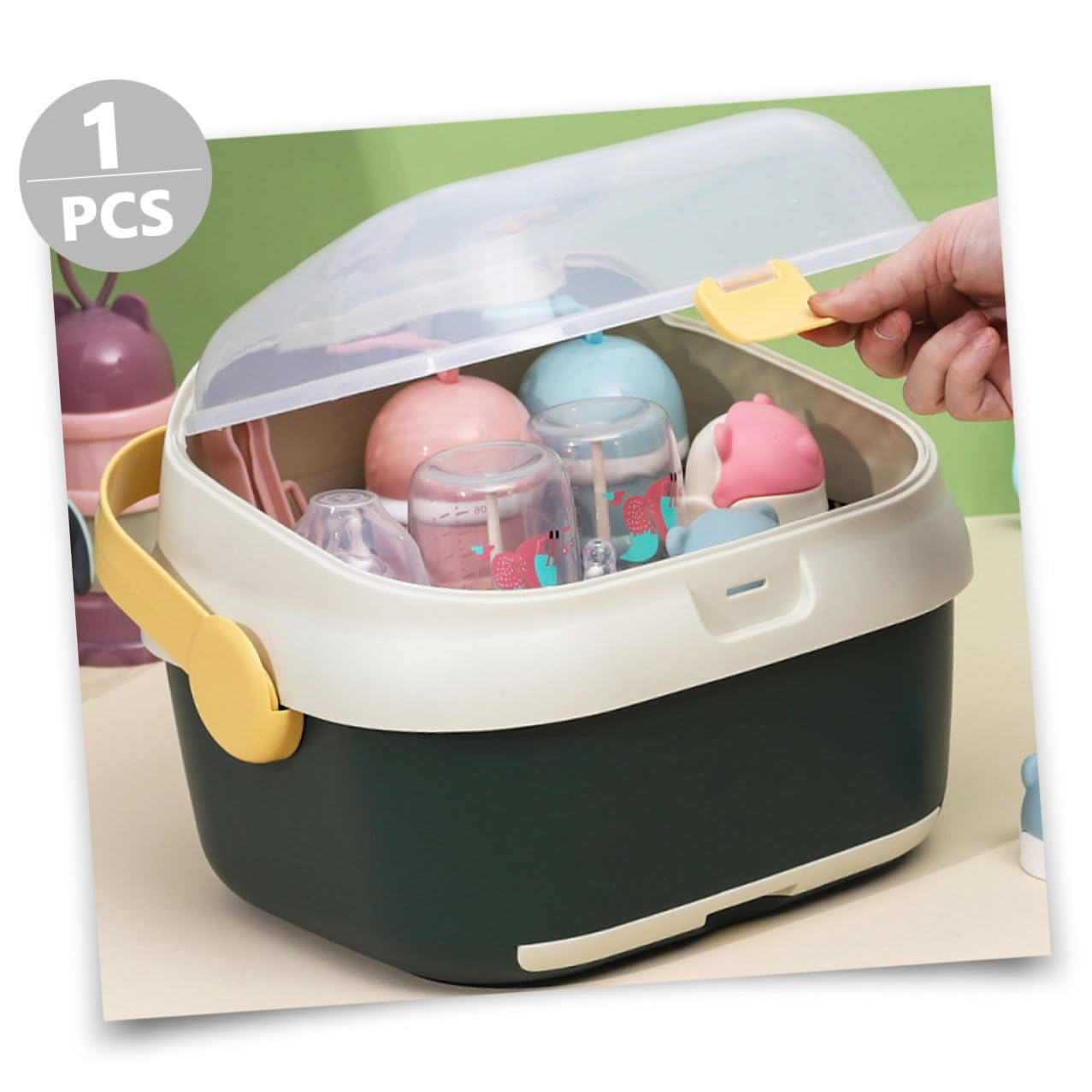 Aufbewahrungsbox für Milchflaschen mit Deckel, Abtropfbox aus Pp, 1 Stück