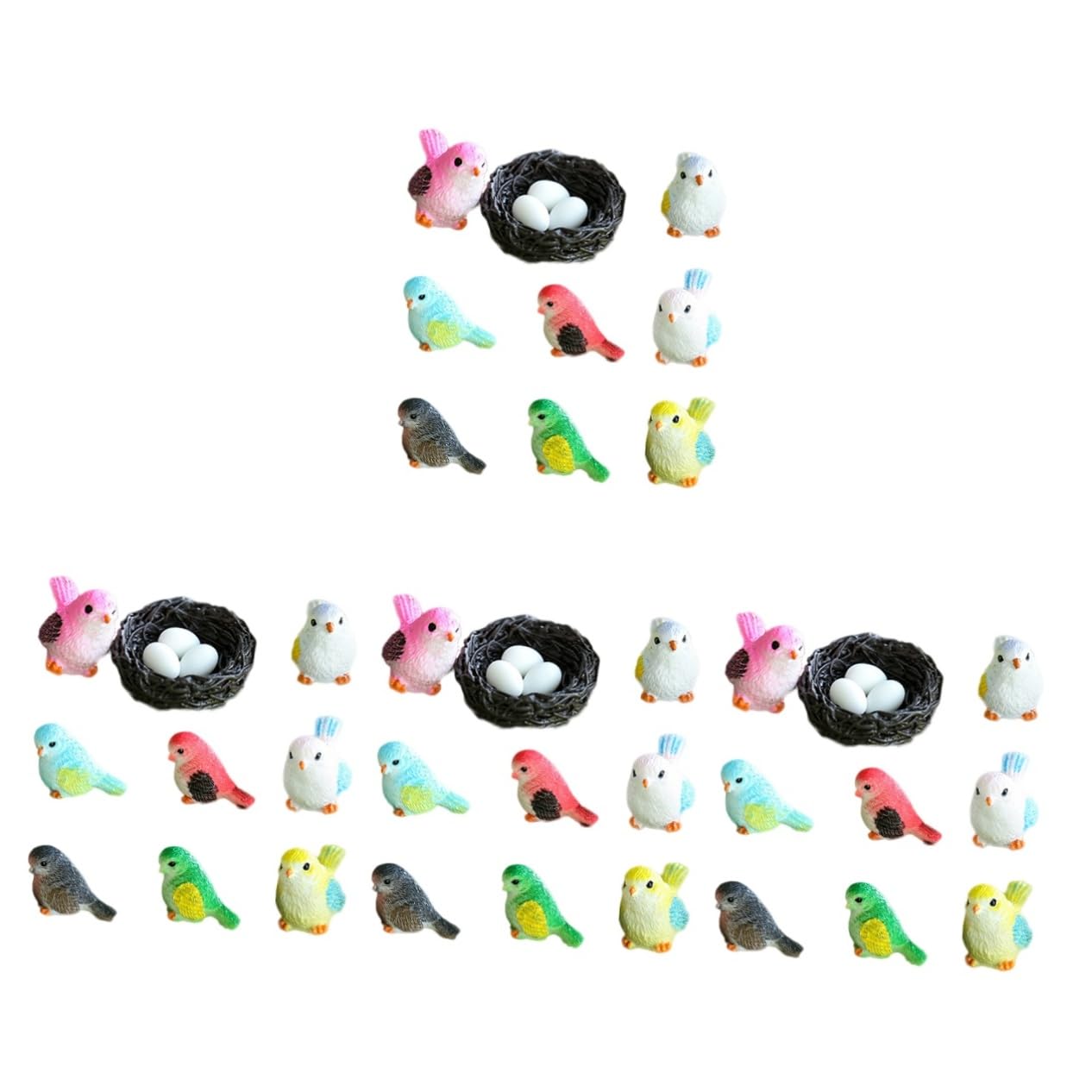 Ornements de Pâques miniatures avec oiseaux et nid pour décoration de jardin