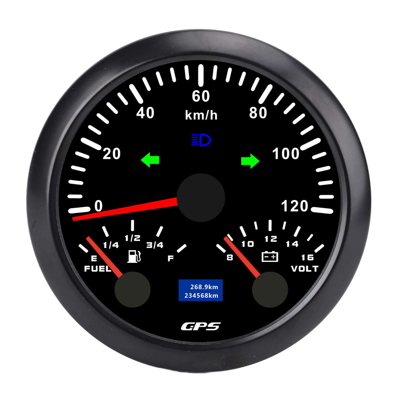 Jiawu 85 Mm 120 Km/H GPS of the GPS Speedometer Odometer for motorcycles: Easy Installation and Clear Visibility for All Conditions (Black Dial Black Bezel CX8303B)