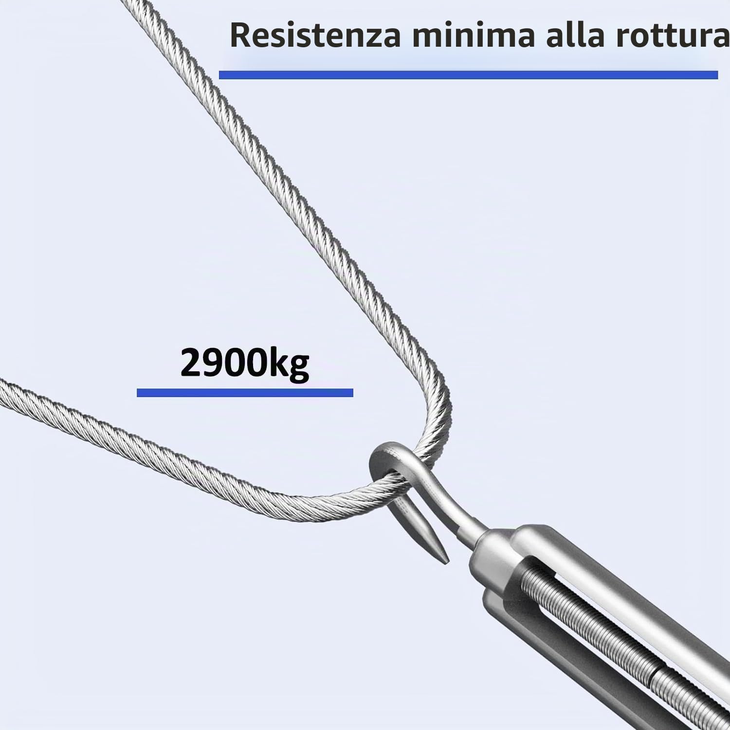 15M Ø6mm Cavo in acciaio inox, 7x19 Fili Carico di Rottura 2900 kg,per zipline da cantiere, parapetti per ponti, ascensori per barche