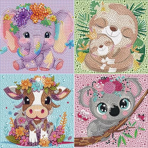 Ainiv 5D Diamond Painting Kit Completo, 4 Pack Cuadros Diamantes, Dibujos con Diamantes Painting para Adolescentes y Adultos Principiantes, Pintura con Diamantes para Manualidades Regalos