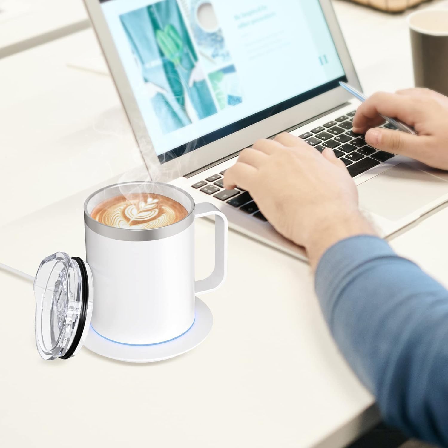 Scaldabicchiere, scalda-tazza da caffè, scalda-caffè portatile autoriscaldante per scrivania, Smart Cup 2 impostazioni di temperatura, tazza elettrica alimentata tramite USB, adatta per varie tazze