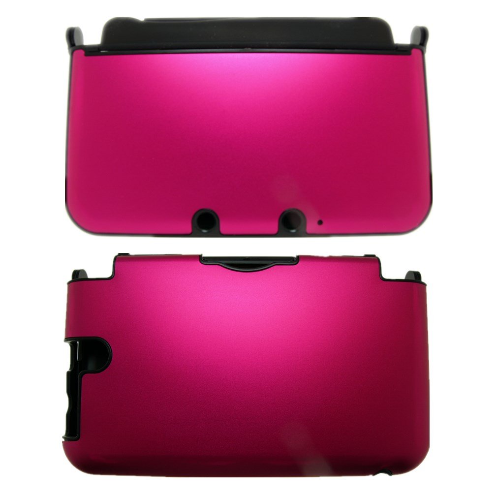 Nintendo 3DS XL (XL only) Aluminum Metal Poly Case Skin Protector Cover + Free Screen Protectors (HOTPINK)