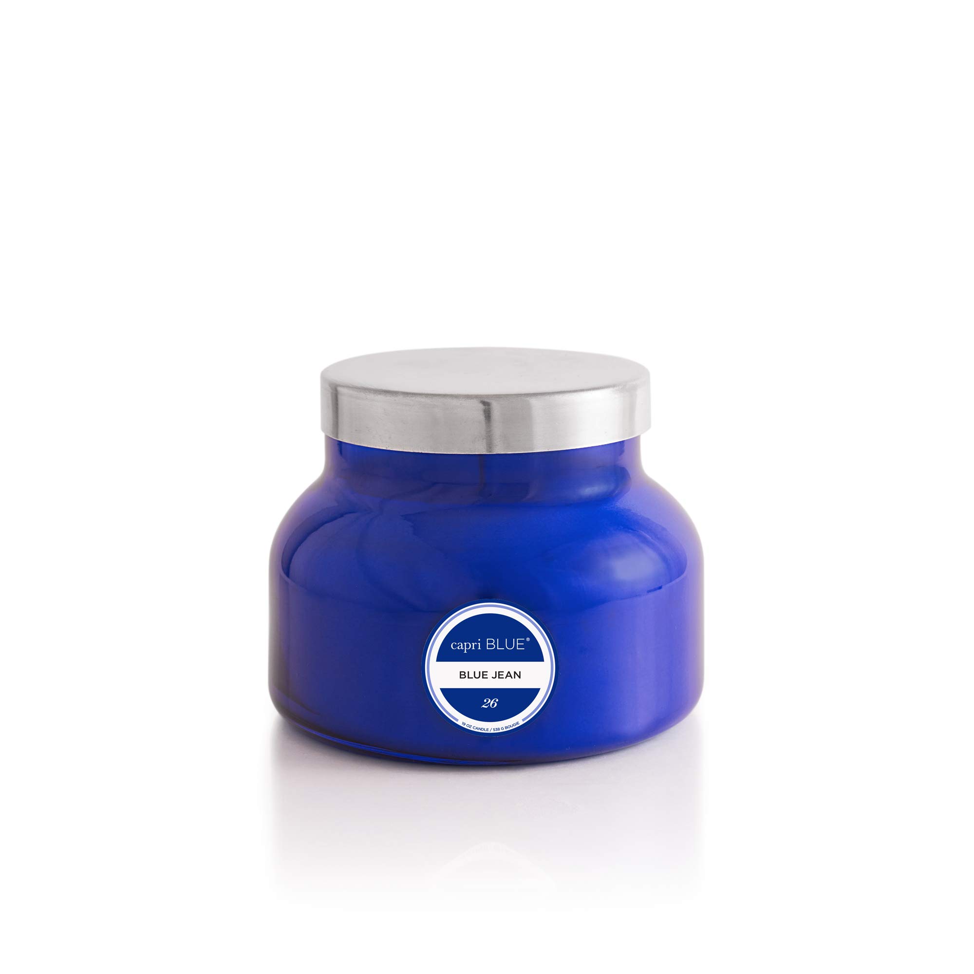 Capri Blue Scented Candles - Soy Candle Wax Blend - Jar Candles - Blue Candle Gifts for Women & Men - Luxury Candles for Home Scented with Citrus, White Musk & Patchouli - Blue Jean (19 oz)