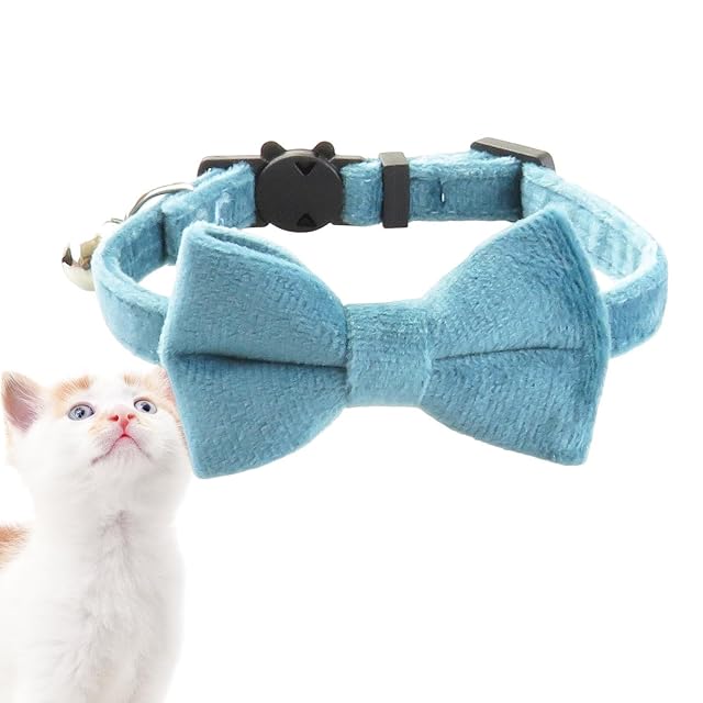 Foto 6 de 8 de Collar para mascotas con campana, transpirable, agradable a la piel, con pajarita