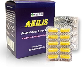Nutripia Akilis Liver Support Pills (100 Vegi Caps, 33 Doses) – Boosts Recovery After Drinking for Better Mornings, with Hovenia Dulcis (DHM), Milk Thistle, Prickly Pear, 16 Ingredients