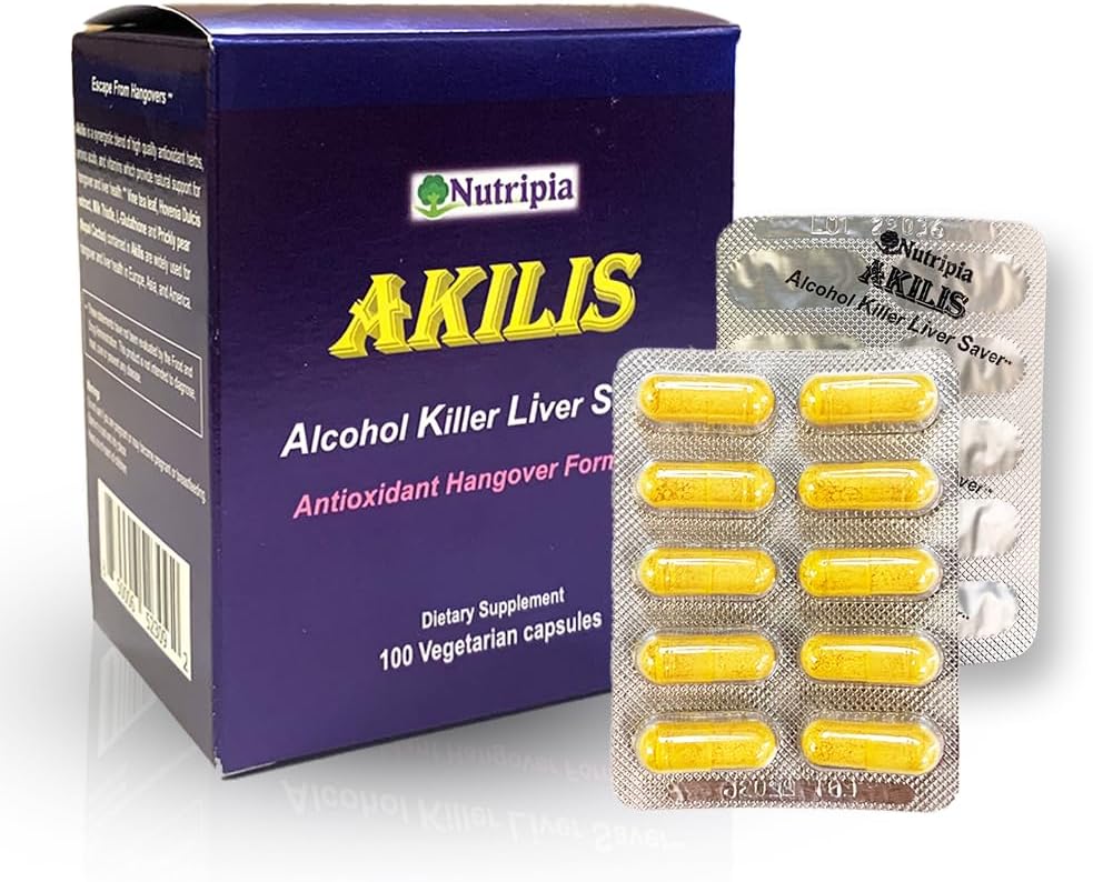 Akilis Liver Support Pills (100 Vegi Caps, 33 Doses) – Boosts Recovery After Drinking for Better Mornings, with Hovenia Dulcis (DHM), Milk Thistle, Prickly Pear, 16 Ingredients