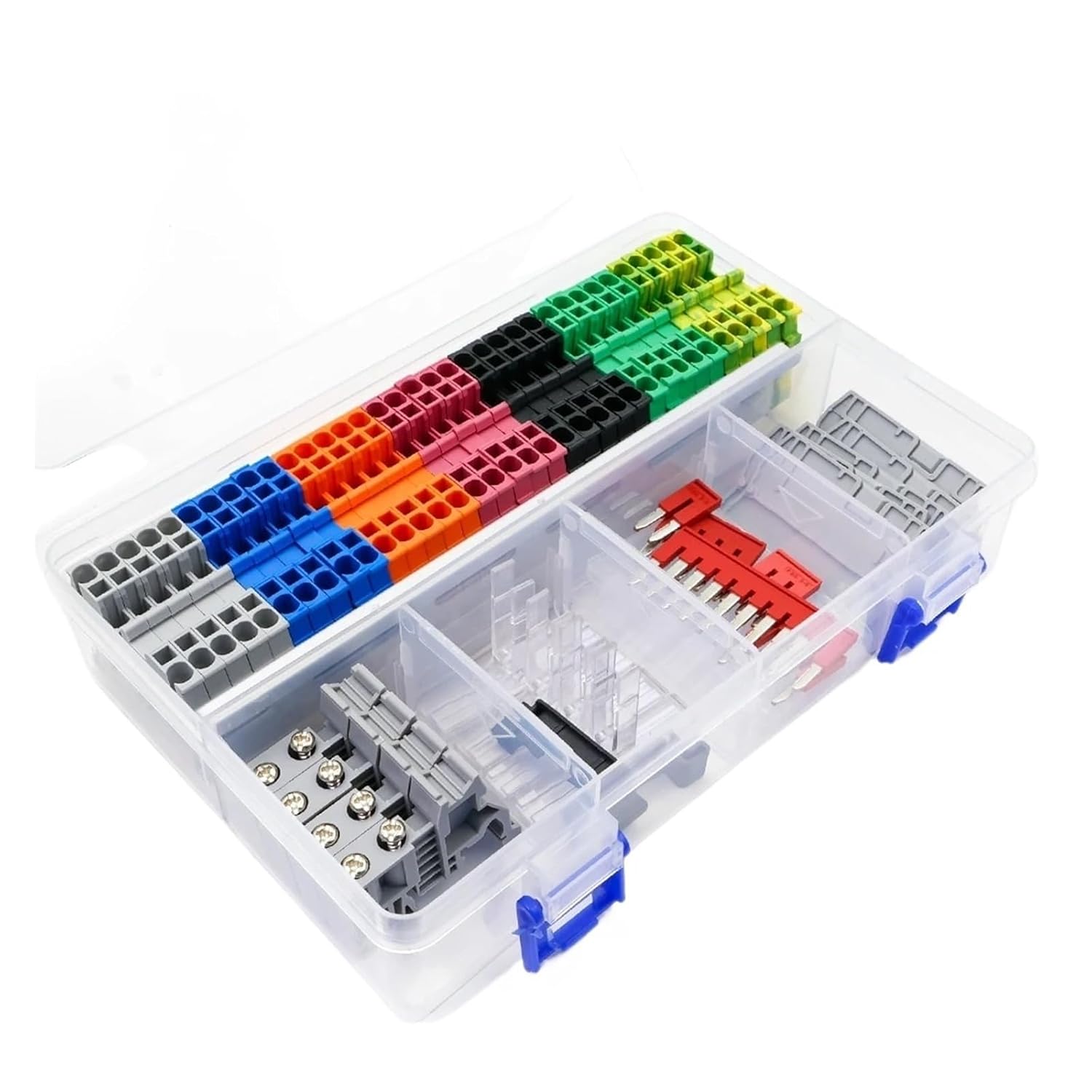 1 Set ST2.5 DIN Rail Spring Contact Terminal Block Kit End Cap Stopper Plug-in Jumper Bridge Marker Strip Assembly Assemblies 12AWG