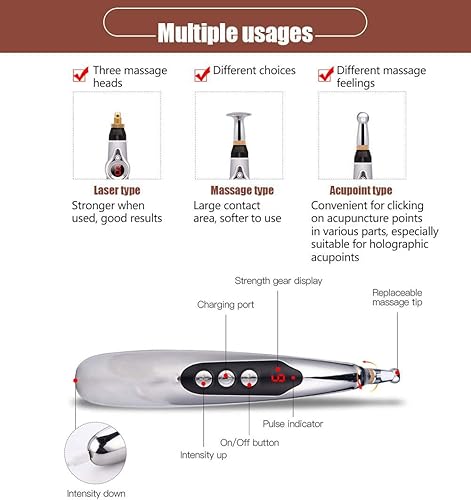 Miniatura 4 de Winnes Bolígrafo de acupuntura electrónico de accupresión, recargable por USB, para alivio del dolor, Meridianos eléctricos, bolígrafo masajeador