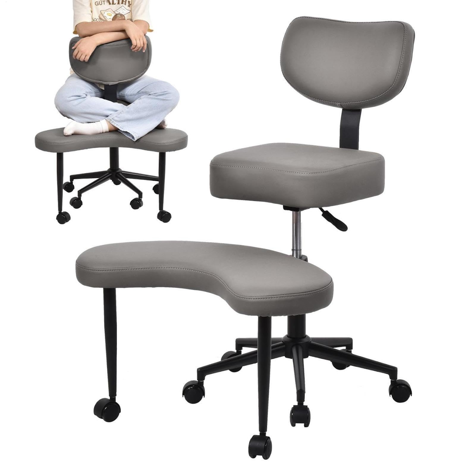 Chaise de bureau ergonomique assis tailleur avec support dorsal intégré