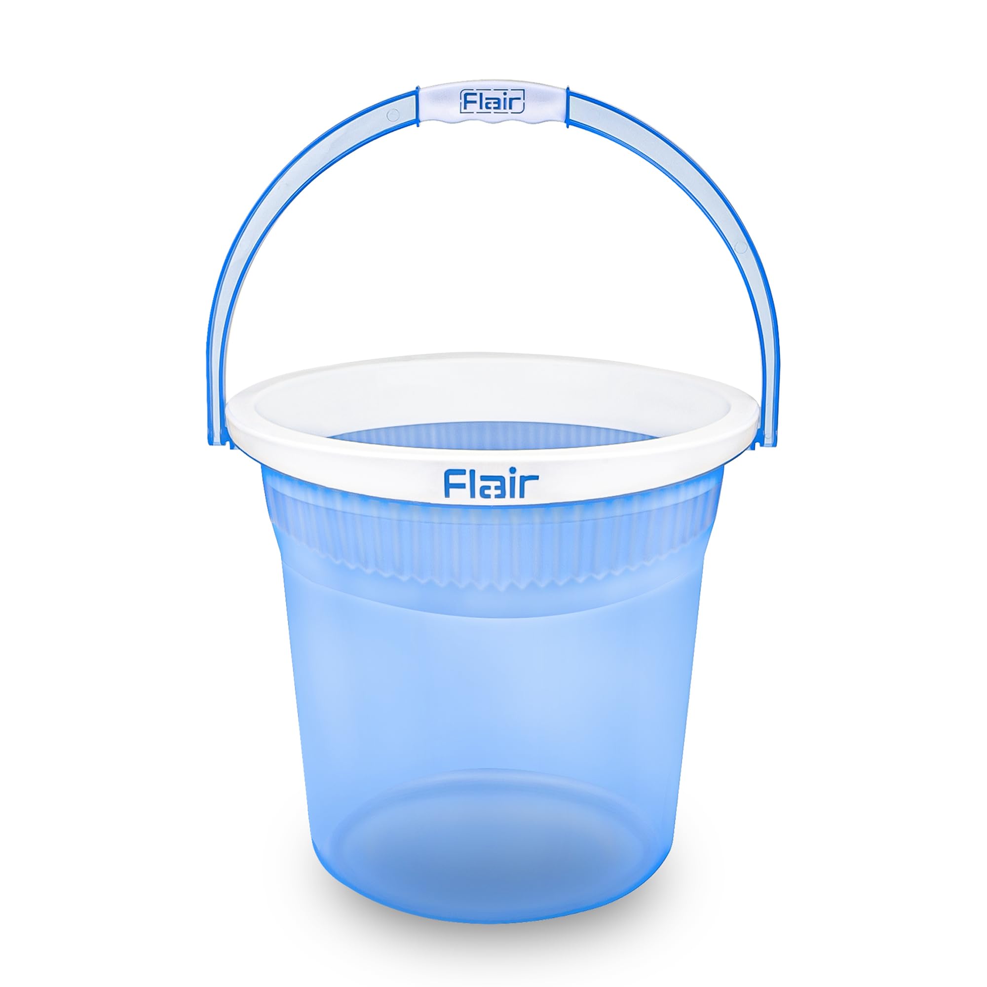 FLAIR Estella Crystal 14 LTR T.Blue I Plastic Bathroom Bucket | Strong and Durable Water Storage Bucket | Sturdy and Easy Grip Handle | Ideal for Bathing and Everyday Use