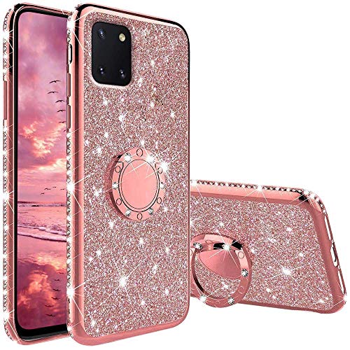 Funda para Samsung Galaxy A81 / Note 10 Lite, Glitter Brillante Diamante Carcasa Soporte Magnético de 360 Grados Anillo Giratorio Slim Suave...