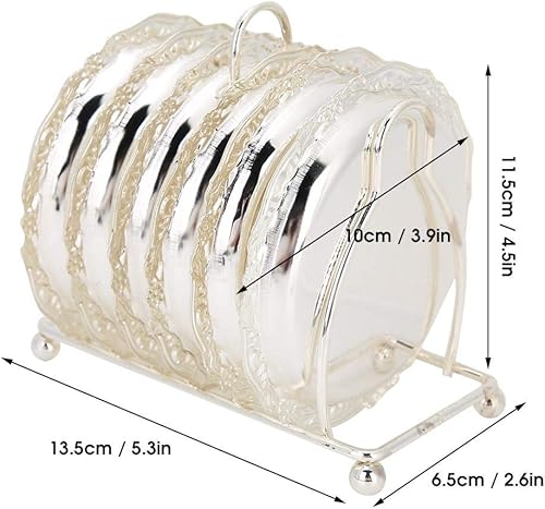 Miniatura 4 de 6 posavasos de metal con estante decorativo, posavasos de 3.9 pulgadas, tapetes de metal antideslizantes, mini platos de mesa para bar, hogar,