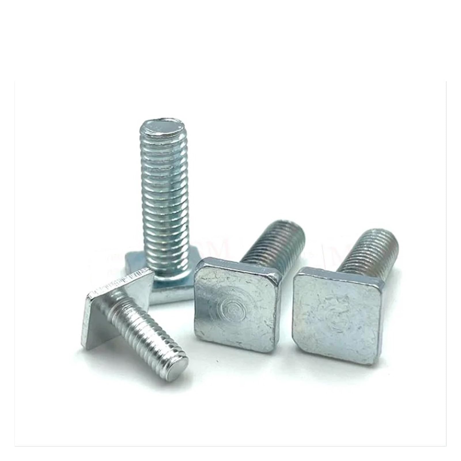 BIGDROP 100 pz Bulloni a Testa Piatta Quadrata 4.8 Livello Zincato a Forma di T Vite Prigioniera M4 M5 M6 Binario Bullone con Scanalatura a T (Color : Silver, Size : M4x10mm (head 9x9))