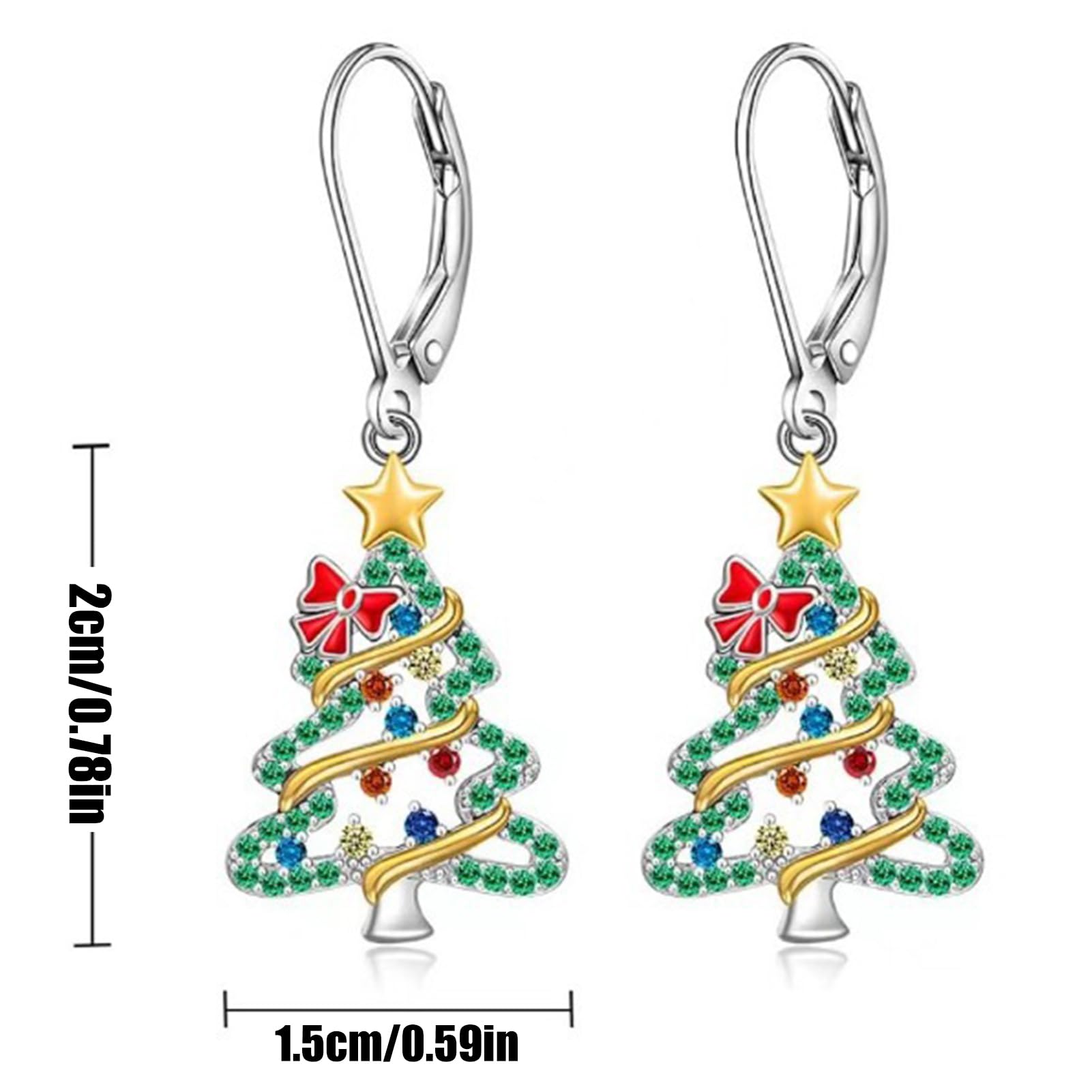 Kolczyki świąteczne dla kobiet, świąteczne kolczyki wiszące | Kolorowe kolczyki wiszące z kokardką Jingle Bell | Biżuteria z motywem bożonarodzeniowym, kolczyki wiszące Kolczyki sztyfty na