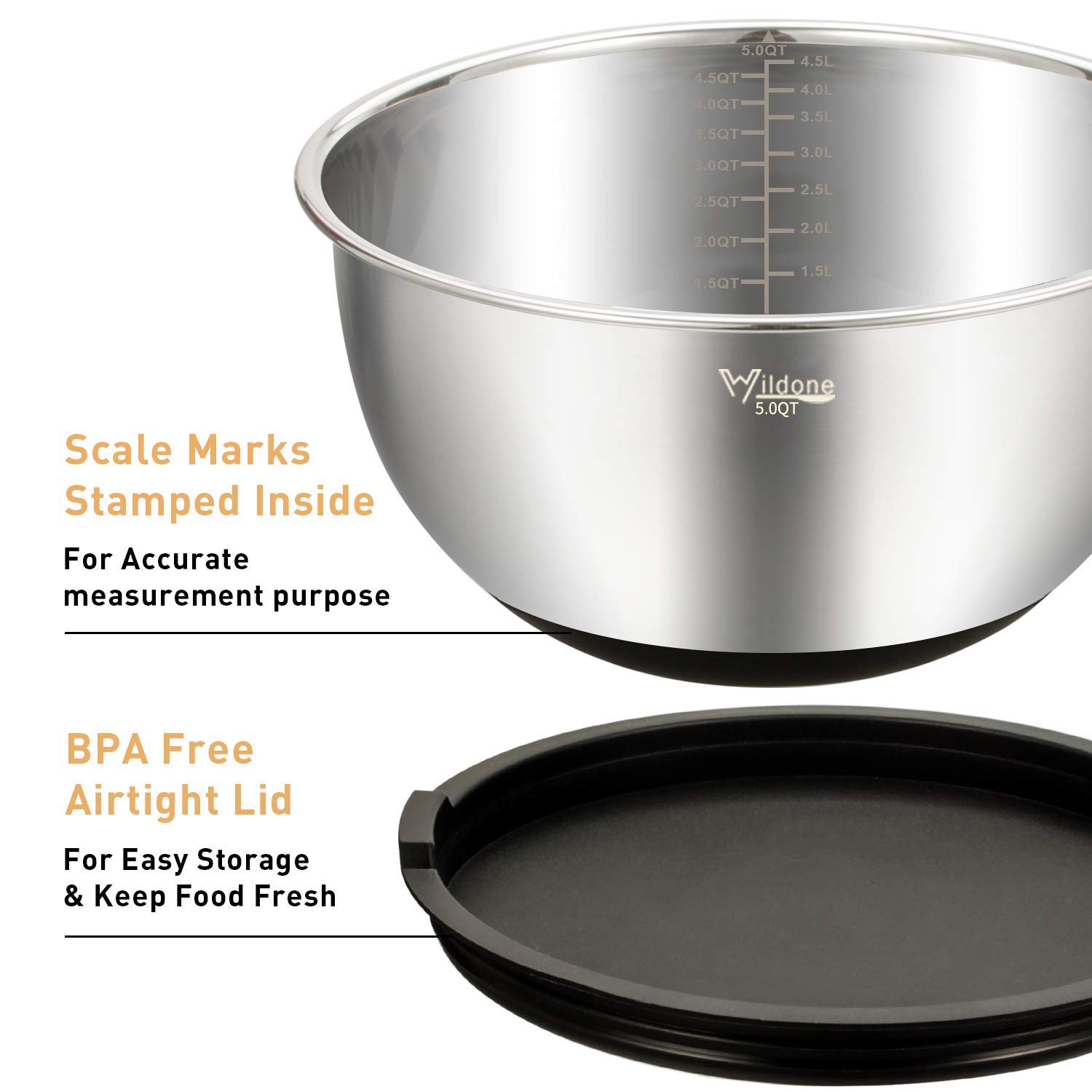 Set Di 14 Ciotole In Acciaio Inox Dorato 17 Cm Con 16 Coperchi Ermetici - Impilabili, Versatili Per Frutta, Insalate E Preparazione Pasti