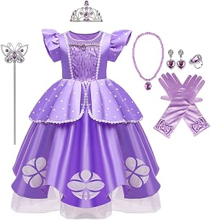 Sofia the First Girls Princess Dress Carnival Costume Halloween Christmas Birthday Party Dress (Accessories)