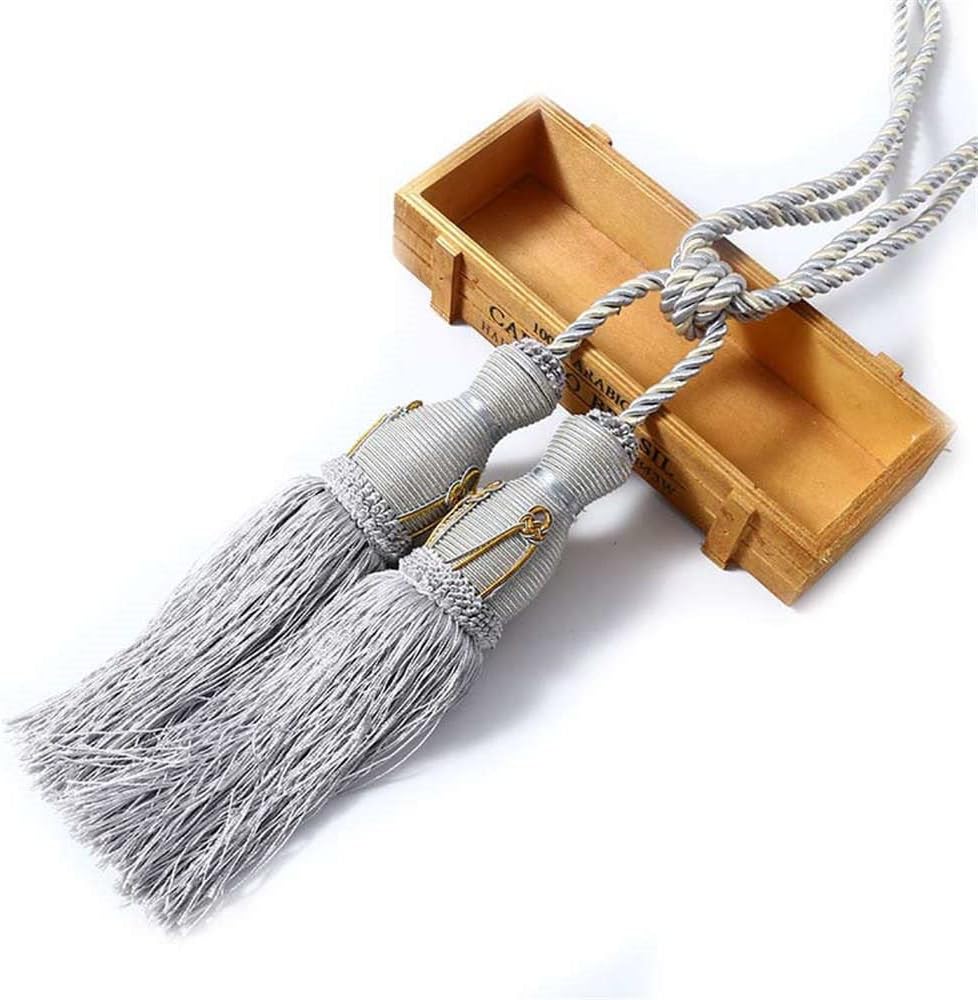 Curtains Tieback Tassel,Curtain Holder, 2pcs Vintage Curtain Tieback Tassel Curtain Buckle Holdback Windows Treatments Ornaments for Drape Curtain Accessories - Grey (Color : Grey)