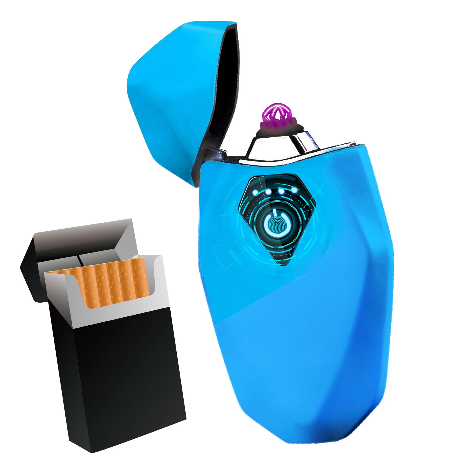 RSBYE Electric Lighter - Dual Arc USB Rechargeable Windproof Flameless Plasma Lighter with LED Battery Indicator - Blue-Luminous