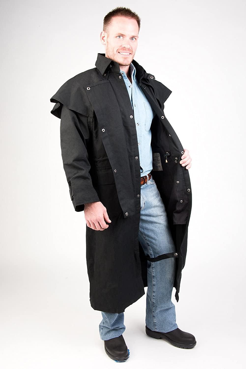 CHALLENGER MENS OIL CLOTH OILSKIN WESTERN AUSTRALIAN DROVER WATERPROOF DUSTER COAT JACKET 23101