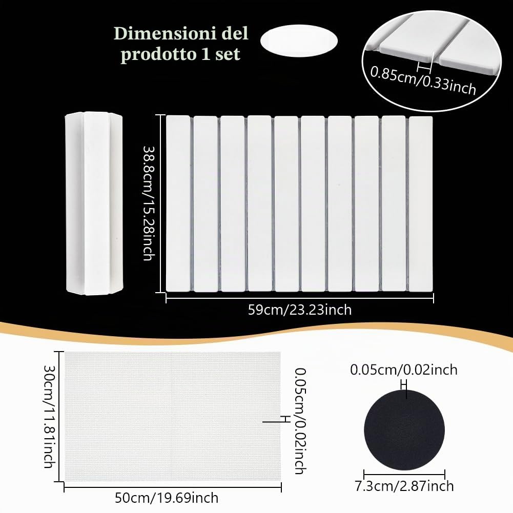 UNICRAFTALE Tappetino scolapiatti in pietra per cucina, bianco, ad asciugatura rapida, assorbente, pieghevole, 59 x 38,8 cm, con tappetino antiscivolo e carta vetrata, per piatti, bottiglie, tazze