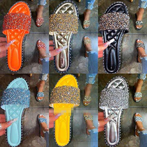 JITUUE Women One-line Rhinestone Sequin Sandals And Slippers Open Toe Fashion Jelly Flat Sandals2