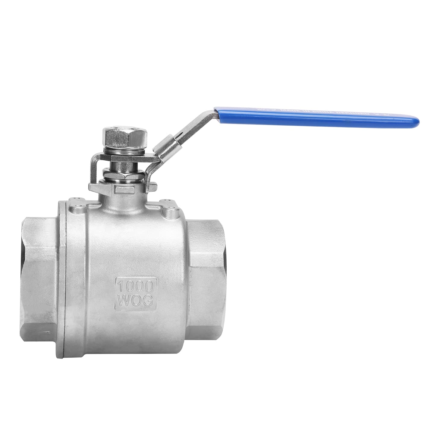 DERNORD Válvula de bola de acero inoxidable 304, 2 piezas de puerto completo resistente para WOG con dispositivo de bloqueo (2.5 pulgadas NPT)