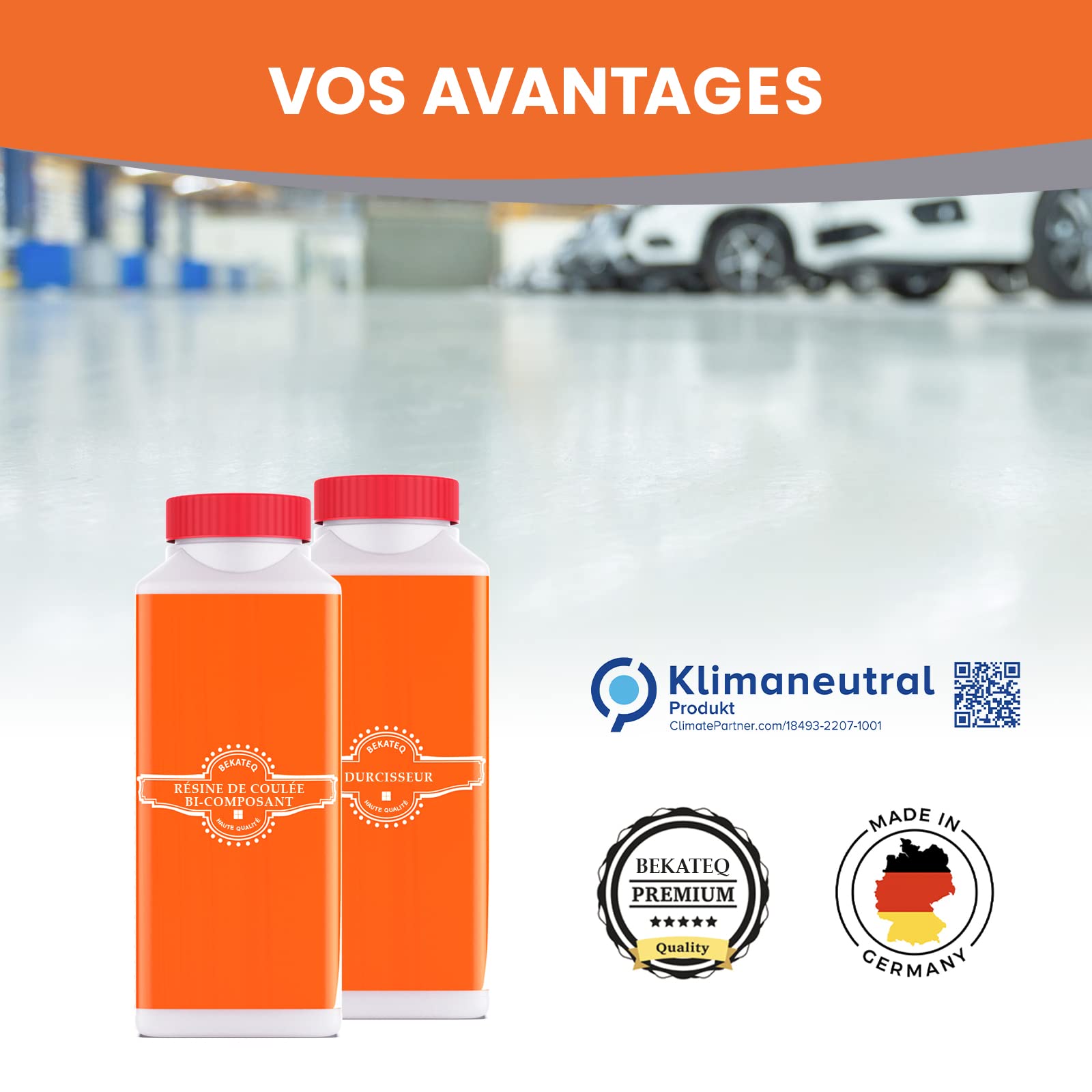 BEKATEQ PREMIUM Ragréage sol en résine époxy, Ivoire clair 10kg - Enduit d'égalisation pour niveller des sols, Mastic bicomposant pour intérieur & extérieur: épaisse, forte, sans solvants BK-205EP