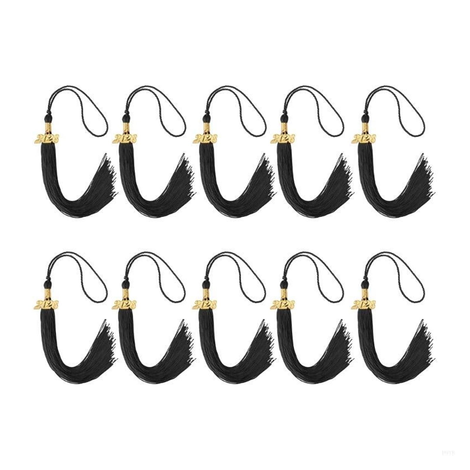 Tassel Graduation 10Pcs 2026 Graduation Tassels With Year Charm Class Of Hat Decoration For Bachelor Gown Caps for Graduate Ceremonies and Memorials(Black)
