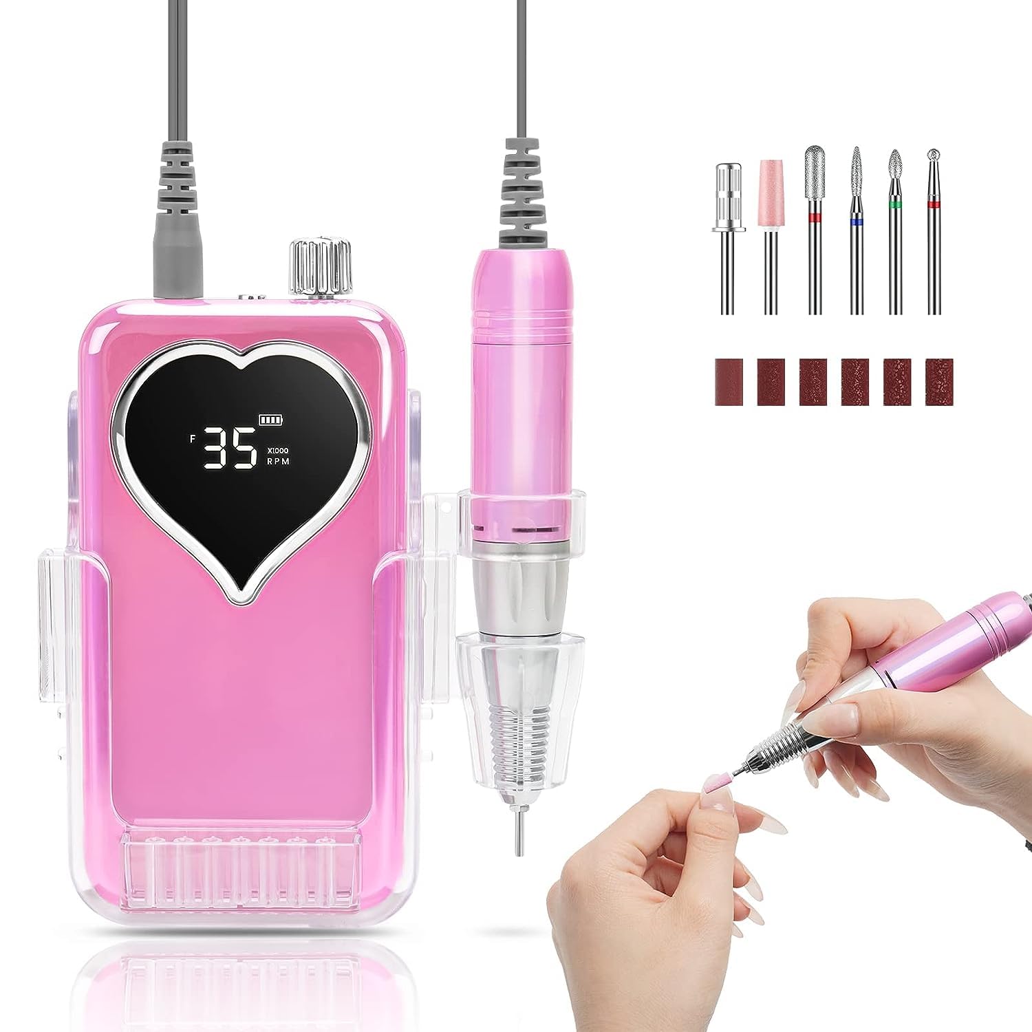 Electric Nail Drill Professional: Rechargeable Nail File with Bits for Acrylic Gel Nails, Professional Nail Drill Manicure Pedicure Polishing Shape