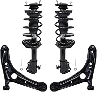 Vista 387 de Detroit Axle - Kit de puntales delanteros para Ford 2000-2004 Focus 2 puntales con muelle helicoidal 2 brazos de control inferiores con rótulas 2001