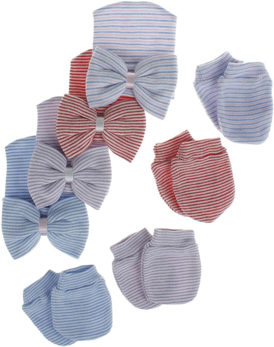 Baby Knit Glove Hat Set with Big Bowknot for Girl Newborn White
