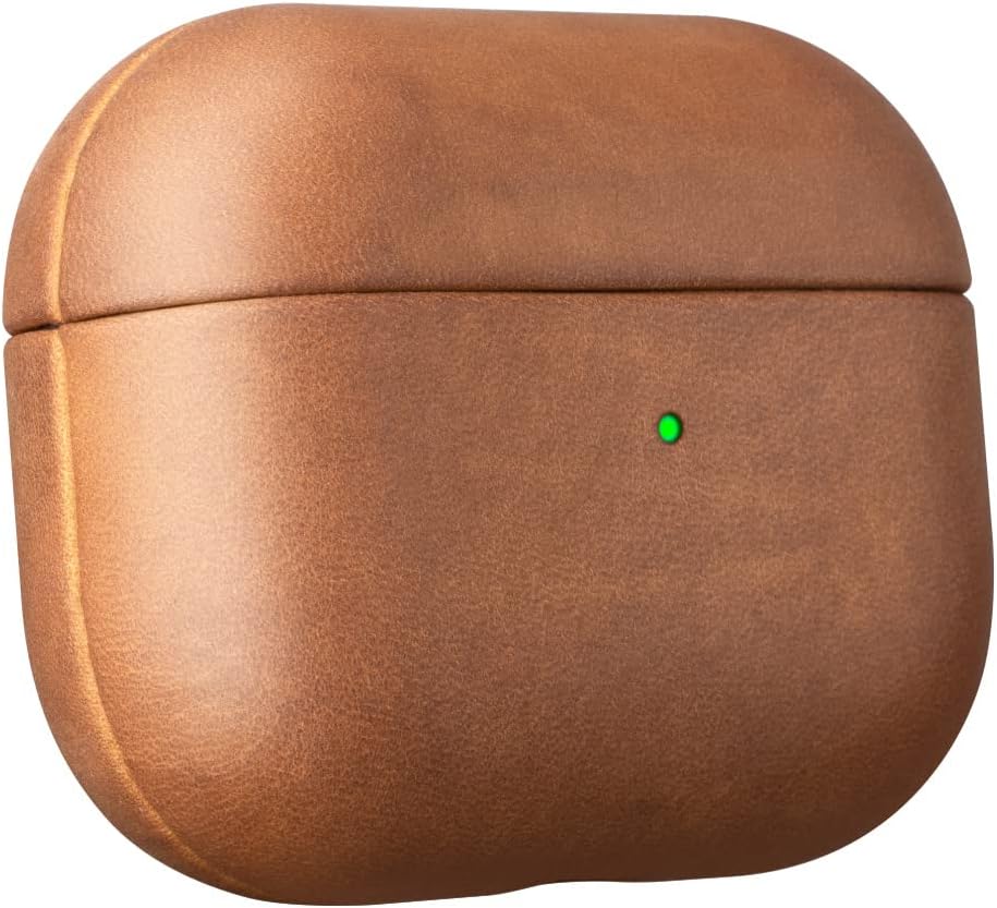 for AirPods Pro Case Leather Cover, Vintage Patina Indiana-Jones Style Leather Case for AirPods Pro 1st Gen 2019, Handcrafted, Tan Brown