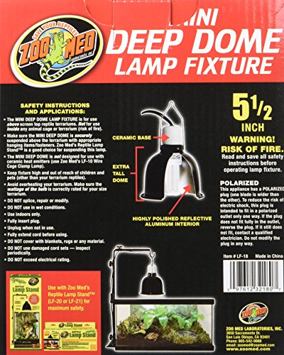 Zoo Med LF-18ec Mini Deep Dome, Reflektorlampenschirm für Energiesparlampen bis max 100 W