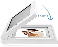 Vista 39 de Portarretratos de 5 x 7, doble bisagra horizontal de madera con marco de fotos plegable con frente de cristal real en grano de madera envejecido