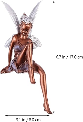 Miniatura 5 de VOSAREA Decoración de Navidad, decoración de Navidad, estatua de hada sentada, estatua de ángel, escultura en miniatura para micro paisaje, patio,