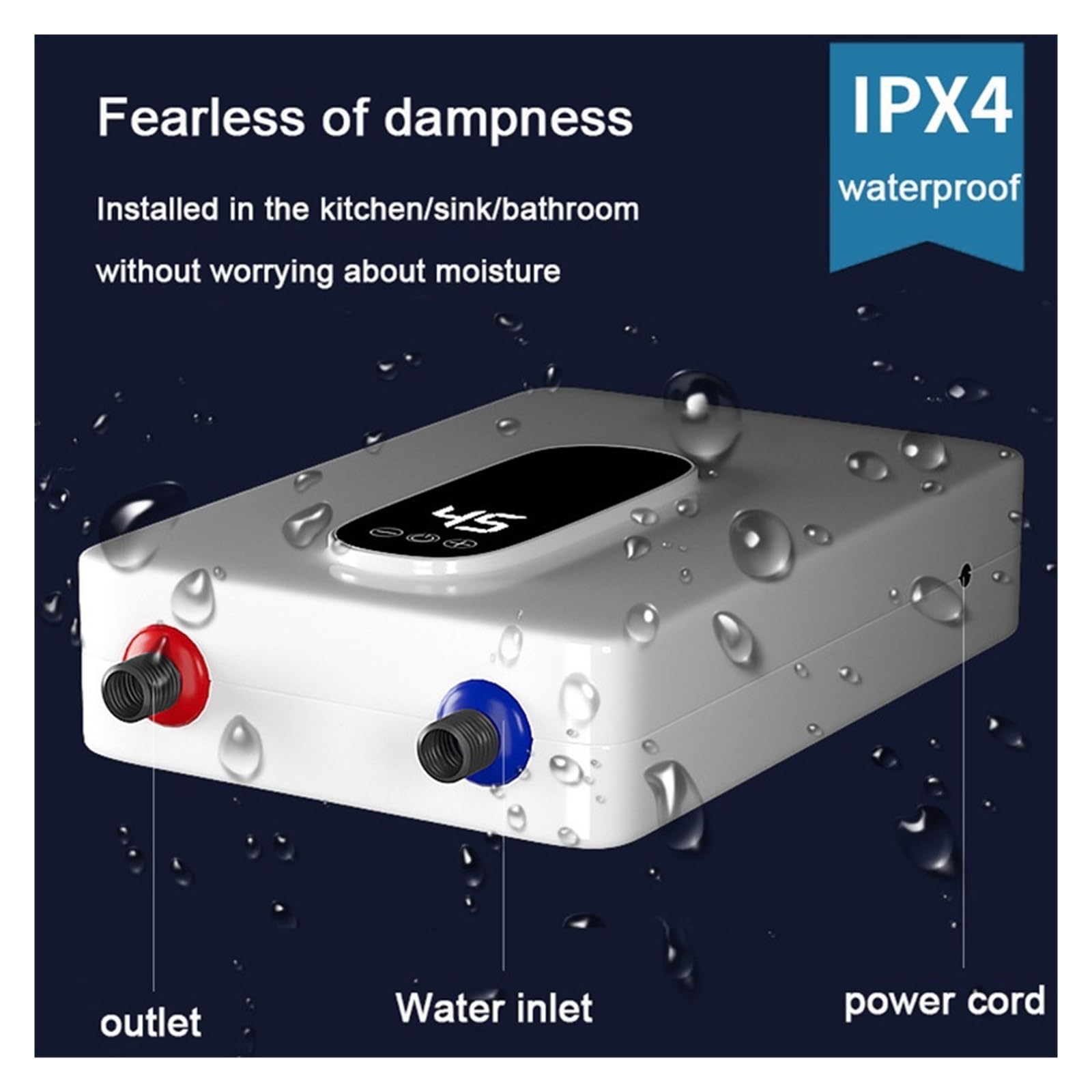 Podgrzewacz wody przepływowy, 5500W Elektryczny Podgrzewacz Wody Do Prysznica, Kran Do Łazienki Natychmiastowy Podgrzewacz Wody Cyfrowy Wyświetlacz 3 Sekundy Natychmiastowe Ogrzewanie