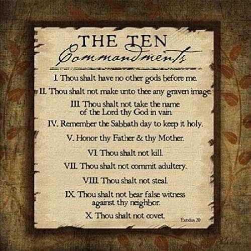 Posterazzi Póster impreso de los diez mandamientos de Jennifer Pugh, (12 x 12), multicolor