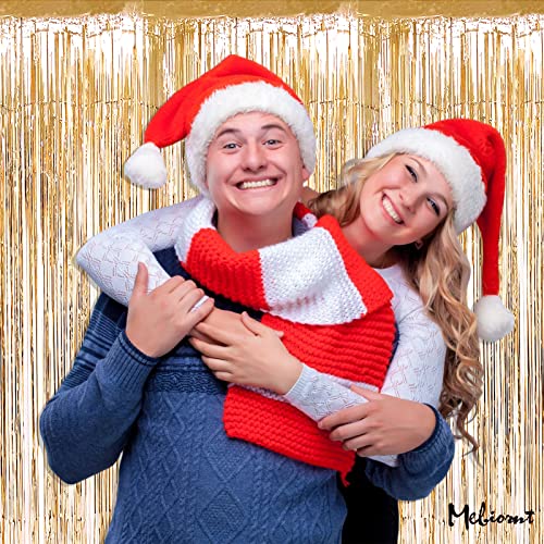 Image of 4 Pack Champagne Gold Fringe Curtain Backdrop, 3.2Ft x 6.6Ft Metallic Tinsel Foil Fringe Streamers Curtains Background for Photo Booth Birthday Baby Shower Party Thanksgiving Christmas Decorations
