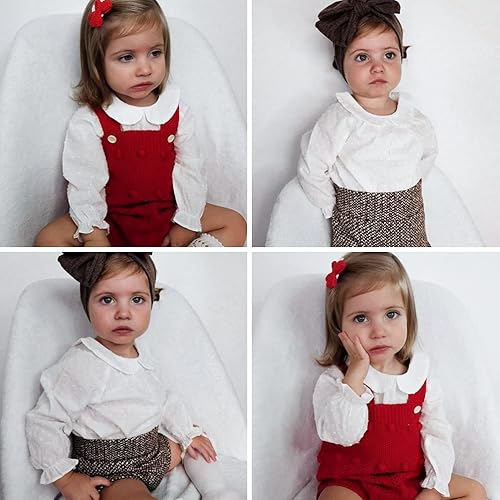 Miniatura 2 de Curipeer Camisa blanca con botones para niñas con cuello Peter Pan Blusa de manga larga