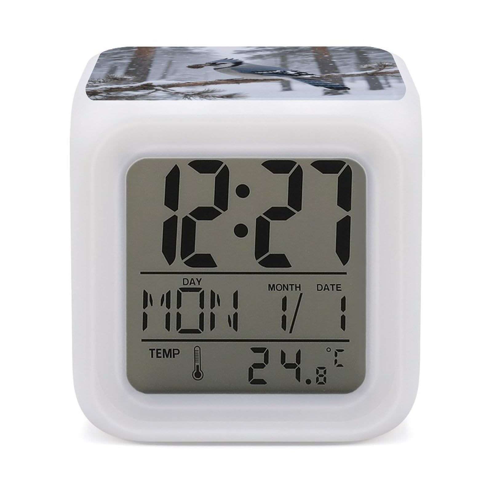 Reloj despertador de pájaros para dormitorio con luz nocturna táctil moderna